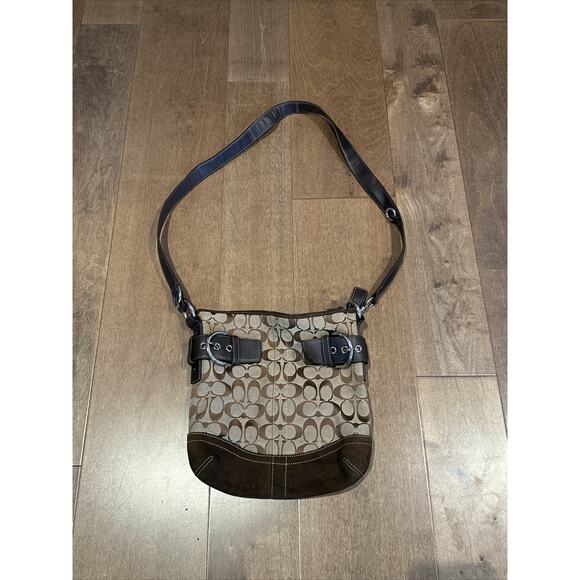 Coach Signature Monogram Brown Crossbody Shoulder Handbag H05K-3574 10x10x4" - Picture 1 of 6